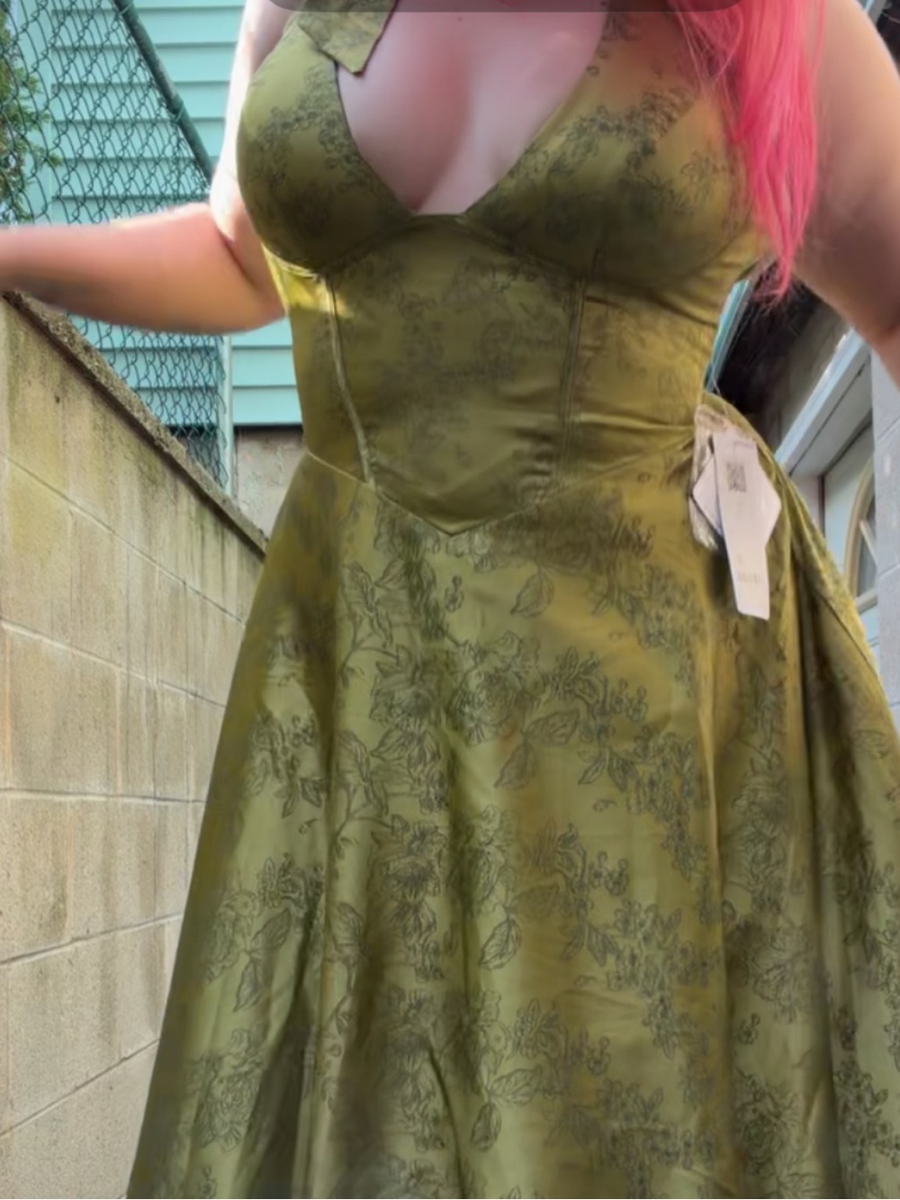 Womans' Olive Green Halter A-Line Dress